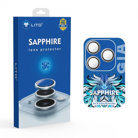Protector de lente de cámara Lito S+ Sapphire con aplicador de fácil instalación para iPhone serie 15 