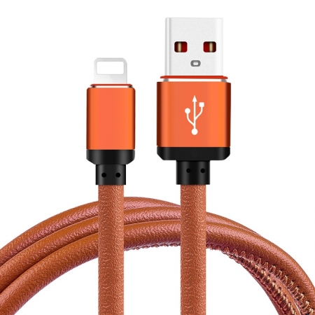 Cable USB de carga rápida y cable de carga de cuero PU de transferencia de datos 