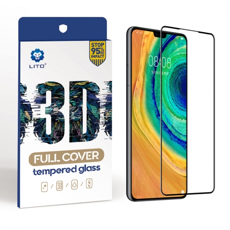 Protector de pantalla de vidrio de borde curvo de vidrio reforzado transparente HD totalmente cubierto para Huawei Mate 30 