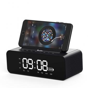 Best OneDer V06 Reloj despertador doble multifuncional Pantalla LED Altavoz inalámbrico Bluetooth en venta