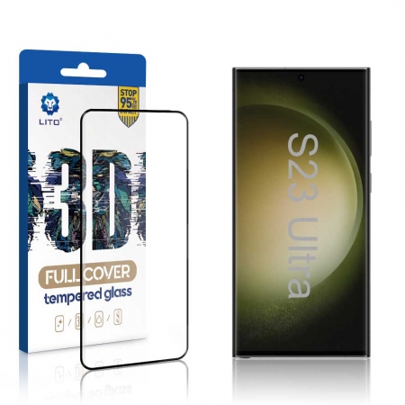 Protector de pantalla de desbloqueo de huellas dactilares con pegamento completo Lito 3D para Samsung Galaxy S23 Ultra 