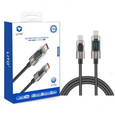 Cable de datos de carga de alta velocidad LITO LD09 PD100W con pantalla LED de potencia única 