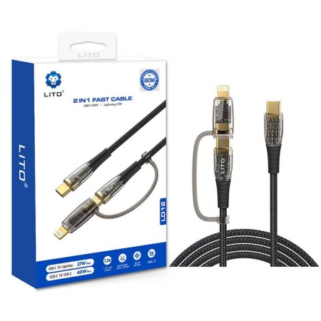 Cable de carga rápida de cristal LITO LD12 2 en 1 