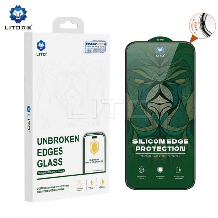 Protector de pantalla de vidrio templado con pegamento completo transparente y borde de silicona ultra LITO D+ 