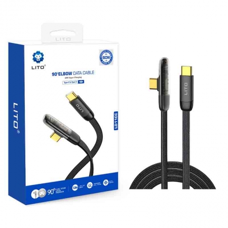 Cable de carga USB trenzado plano de 60 W con codo de 90 ° LITO LD11 