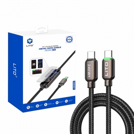 Cable de carga ultrarrápida LITO LD26 de 240 W con pantalla LCD a color TFT 