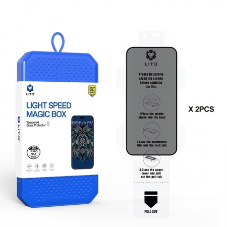Protector de pantalla de privacidad de vidrio completo ESD LITO D+ Light Speed Magic Box de 0,3 mm 