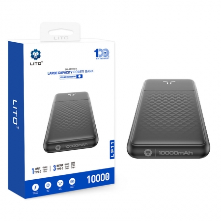 Cargador portátil de alta capacidad Lito LP11, carga rápida, batería externa delgada de 10 000 mAh 