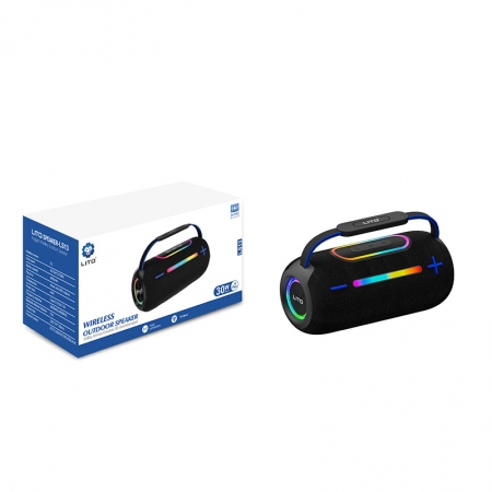 Altavoz Bluetooth portátil LITO LS13 de 30 W con diseño compacto y sonido estéreo. 