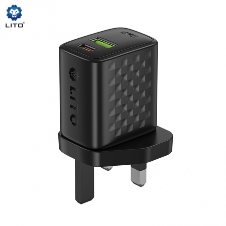 Cargador rápido LITO LC16 GaN 20W con USB-C y USB-A 
