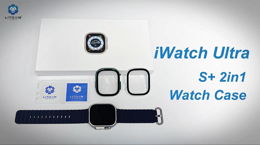 Apple Watch Ultra Watch Case con juego 2 en 1 de vidrio templado

