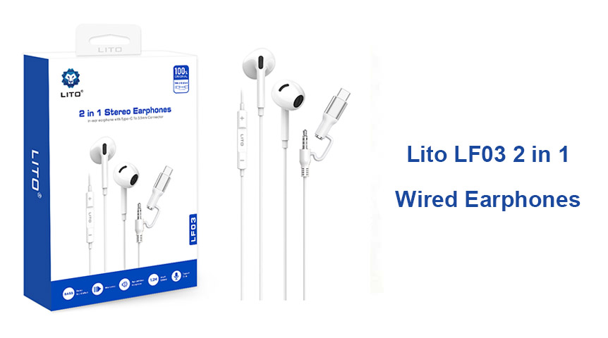 Auriculares con cable LITO LF03 2 en 1 Tipo C a 3,5 mm para teléfonos móviles