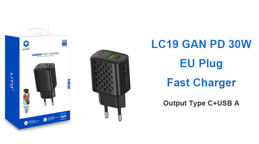 Recarga tus dispositivos de forma más inteligente con el cargador rápido LITO LC19 GaN PD de 30 W.