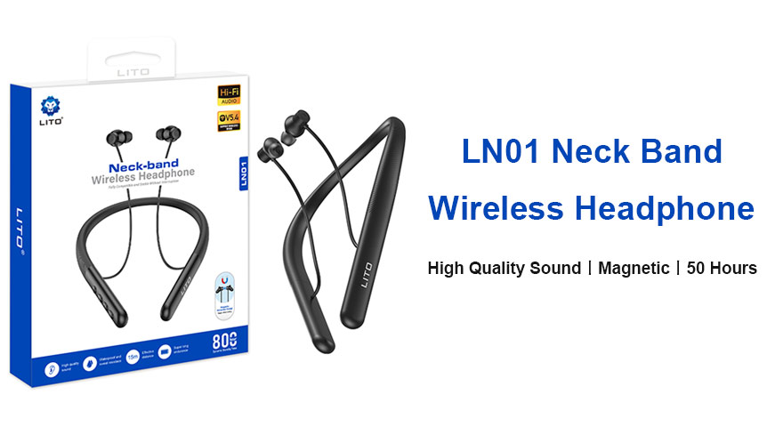 ¿Buscas auriculares inalámbricos de banda para el cuello con 50 horas de duración de batería?