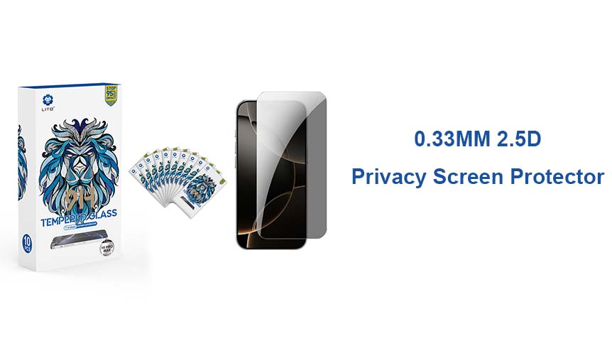 Protector de pantalla de vidrio de privacidad LITO de 0,3 mm y 2,5 D