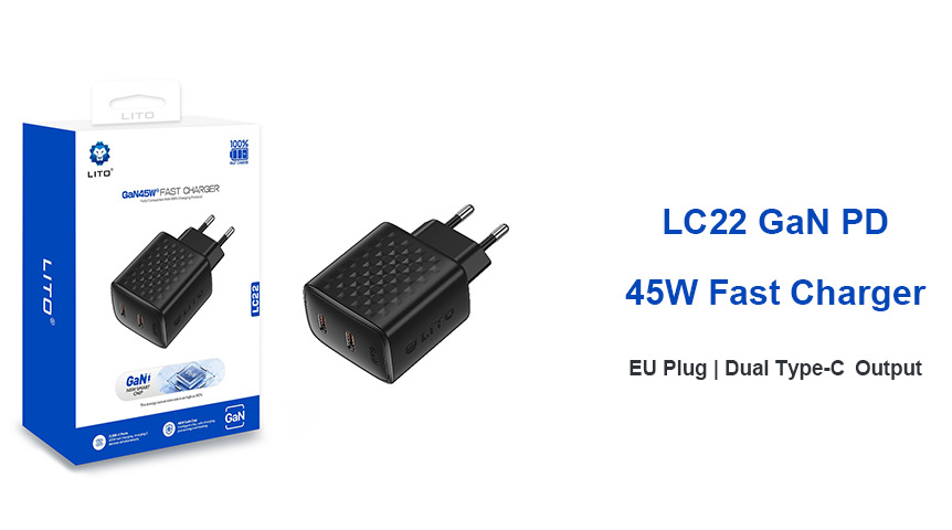 ¿Buscas un cargador GaN compacto de 45 W con carga rápida mediante doble puerto USB-C?