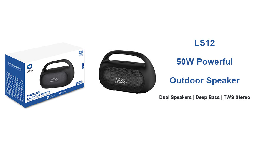 Altavoz inalámbrico para exteriores Lito LS12 de 50 W: gran sonido para cualquier fiesta al aire libre.