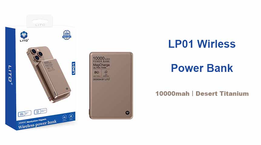 LITO LP01 Desert Titanium Banco de energía magnético inalámbrico de 10000 mah para iPhone 16