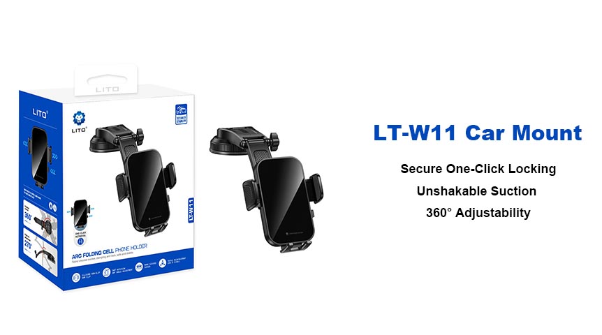 Soporte para coche LITO LT-W11: bloqueo con un solo clic y rotación de 360°