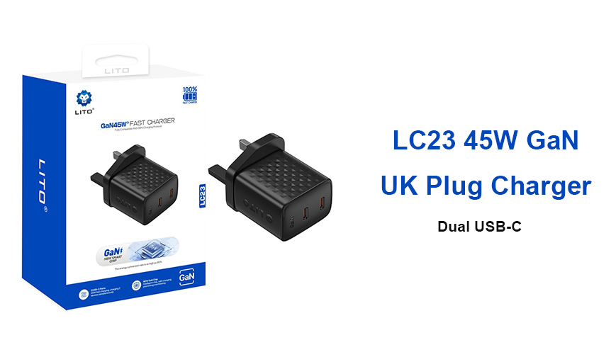 Carga rápida LITO LC23 45W GaN para dos dispositivos